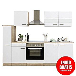 Respekta Cocina compacta Merle (Ancho: 240 cm, Blanco, Con electrodomésticos, Volumen horno: 72 l)