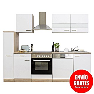 Respekta Cocina compacta Merle (Ancho: 250 cm, Blanco, Con electrodomésticos, Volumen horno: 72 l)