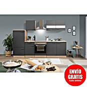 Respekta Composición de cocina (Ancho: 270 cm, Con dispositivos eléctricos, Gris)