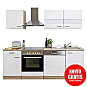 Respekta Composición de cocina (Ancho: 220 cm, Con dispositivos eléctricos, Blanco)