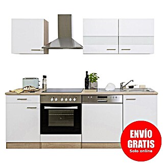Respekta Cocina compacta Merle (Ancho: 220 cm, Blanco, Con electrodomésticos, Volumen horno: 72 l)