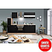 Respekta Composición de cocina (Ancho: 240 cm, Con dispositivos eléctricos, Negro)