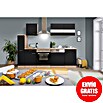 Respekta Composición de cocina (Ancho: 250 cm, Con dispositivos eléctricos, Negro)