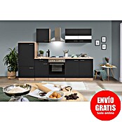 Respekta Composición de cocina (Ancho: 270 cm, Con dispositivos eléctricos, Negro)