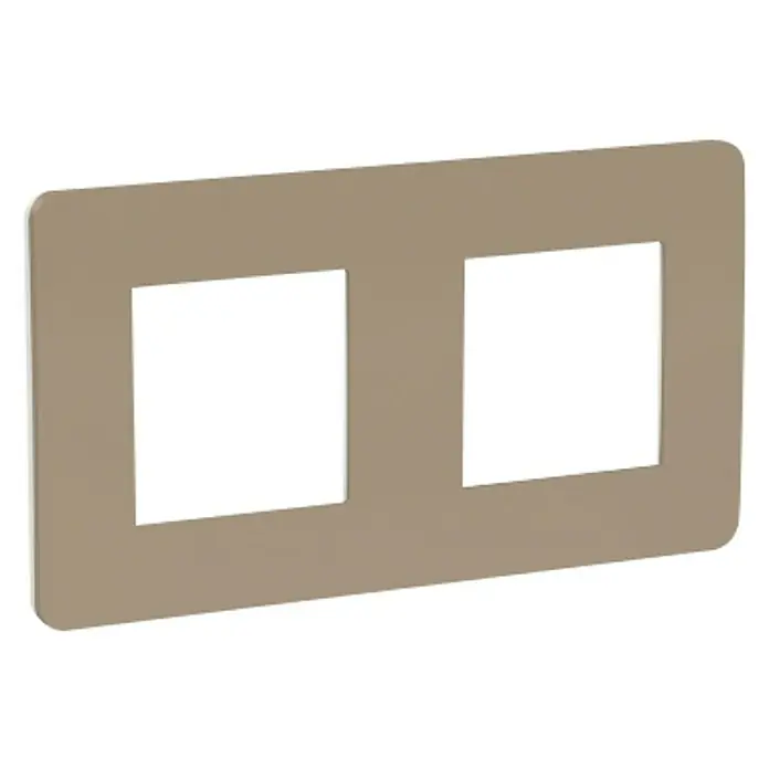 Schneider Electric New Unica Marco Studio - Visón, Modelo de mecanismos: x 2, Plástico, Instalar - Cubierta para dos insertos de interruptor con diseño moderno para un elegante diseño de pared. Adecuado para programas de interruptores comunes.