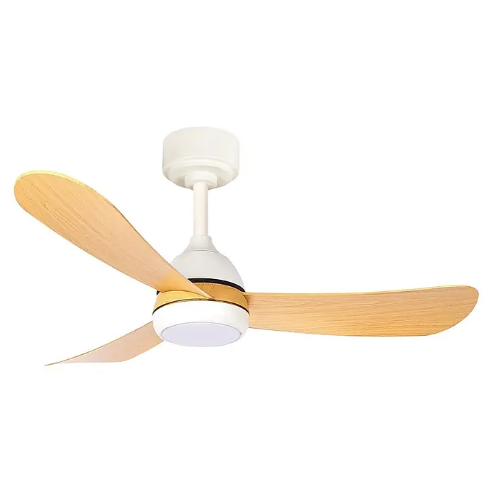 Led Hispania Ventilador de techo Orpesa - Blanco/Madera, 96,5 mm, 29 W, Blanco neutro - Ventilador de techo blanco con aspas de madera clara y luz LED integrada.