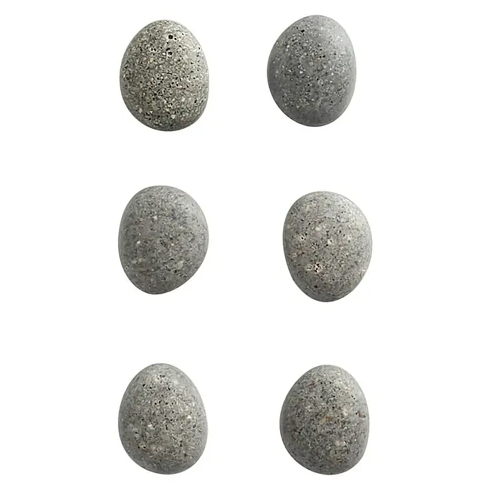Zeller Present Magnet-Set Stone - 6 -tlg., L x B: 2,1 x 1,8 cm - Nahaufnahme von sechs dekorativen Kieselsteinen in Form von Eiern. Ideal für Dekorationen im Innen- und Außenbereich.