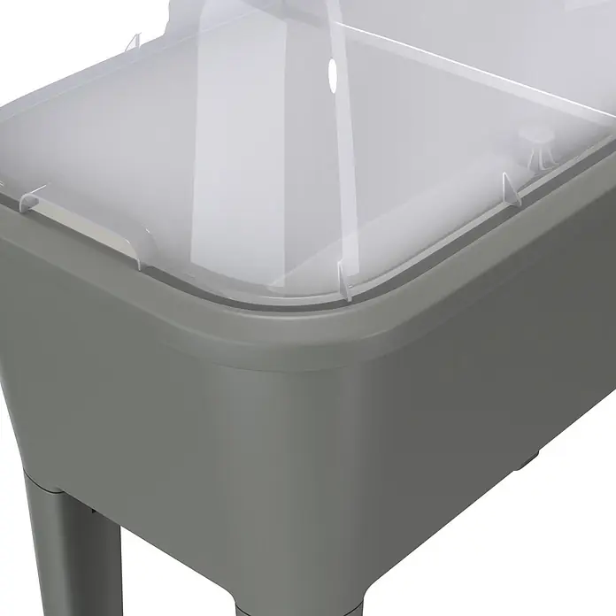 Hochbeet Respana Planter Set - 38,7 x 77 x 82 cm, Kunststoff, Steingrau - Dunkelgrauer Kunststoff-Kompostbehälter mit durchsichtigem und transluzentem Deckel.