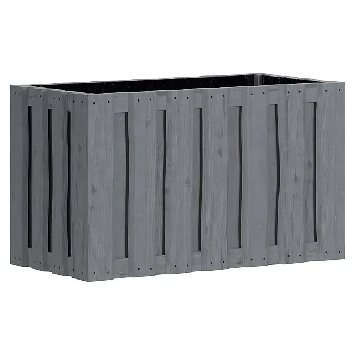Hochbeet Nevada - 59 x 119 x 72 cm, Holz, Grau - Graue, rechteckige Pflanzkiste aus Holzlatten, ideal für Pflanzen.