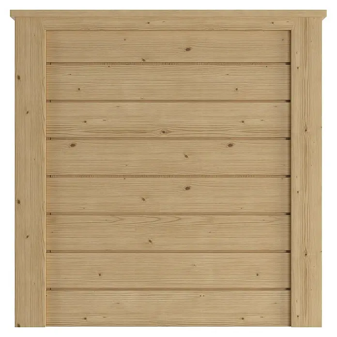 Karibu Hochbeet - 98 x 65 x 64 cm, Holz, Natur - Gerahmte helle Holzvertäfelung mit horizontalen Brettern, natürlicher Maserung und Ästen.