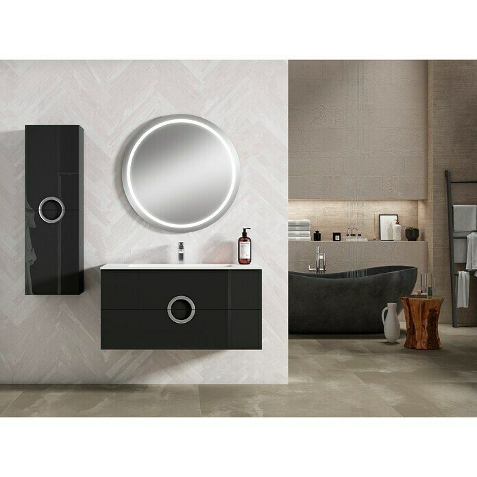 Camargue Mueble de lavabo Round (L x An x Al: 45 x 60 x 50 cm, Antracita, Brillo)