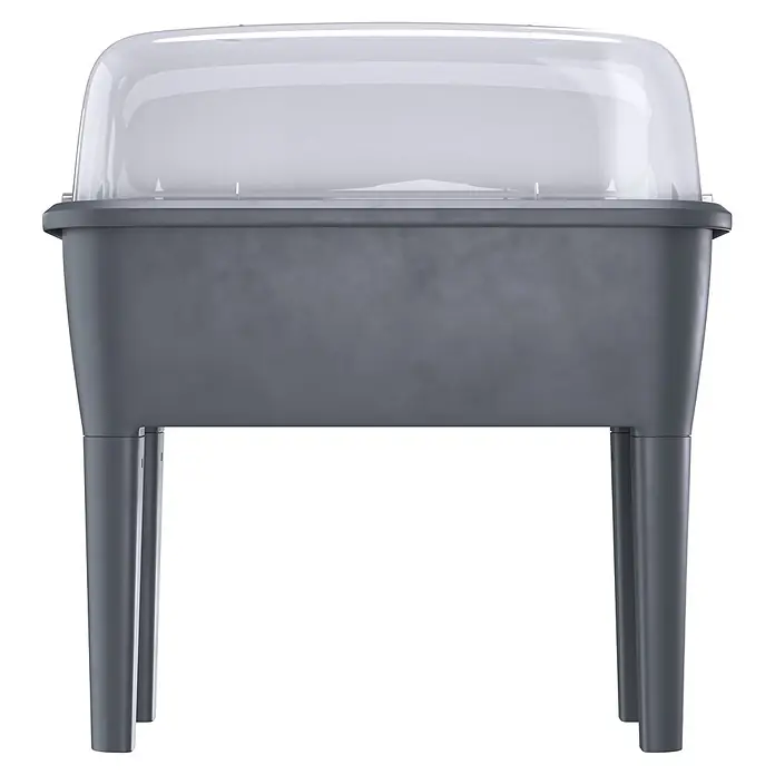 Hochbeet Respana Planter Set - 38,7 x 77 x 82 cm, Kunststoff, Anthrazit - Dunkelgraues Hochbeet mit transparentem Kuppeldeckel.