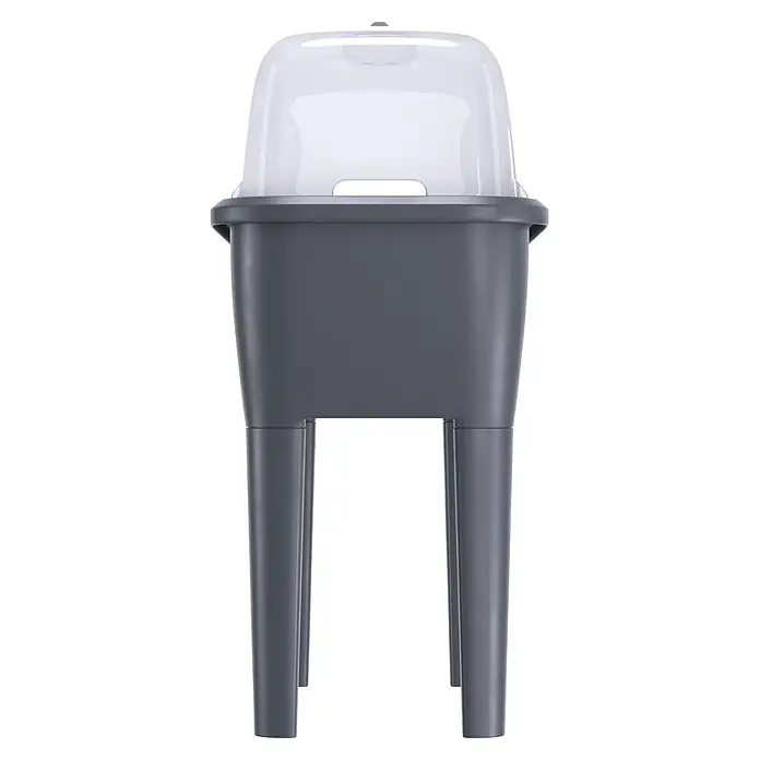 Hochbeet Respana Planter Set - 38,7 x 77 x 82 cm, Kunststoff, Anthrazit - Dunkelgraues freistehendes Waschbecken mit transluzentem weißem Deckel.