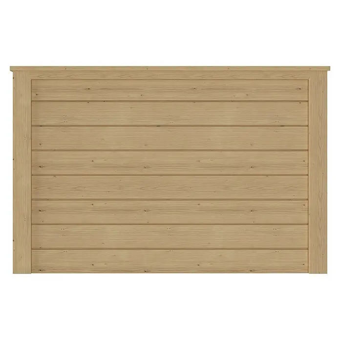 Karibu Hochbeet - 98 x 65 x 64 cm, Holz, Natur - Helles Naturholzpaneel mit horizontalen Brettern, gerahmt. Sichtbare Holzmaserung und Äste.