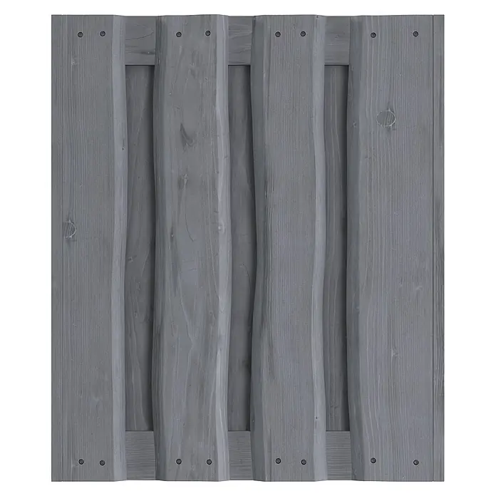 Hochbeet Nevada - 59 x 119 x 72 cm, Holz, Grau - Graues Holzzaunelement mit naturbelassenen vertikalen Latten, sicher befestigt mit sichtbaren Schrauben.
