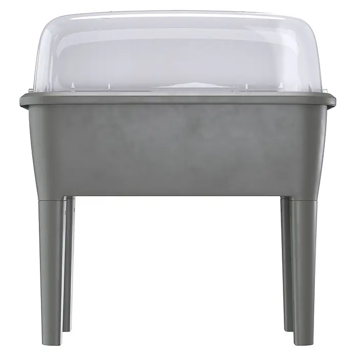 Hochbeet Respana Planter Set - 38,7 x 77 x 82 cm, Kunststoff, Steingrau - Graues Kunststoff-Hochbeet mit durchsichtiger, gewölbter Abdeckung für Pflanzen.