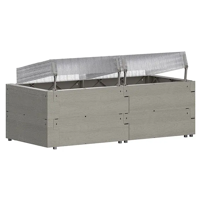 Juwel Hochbeet Timber Set - 130 x 60 x 52 cm, Kunststoff, Nordic wood - Hellgraues Hochbeet in Holzoptik mit geöffneter, durchscheinender Netz-Abdeckung als Frühbeet.