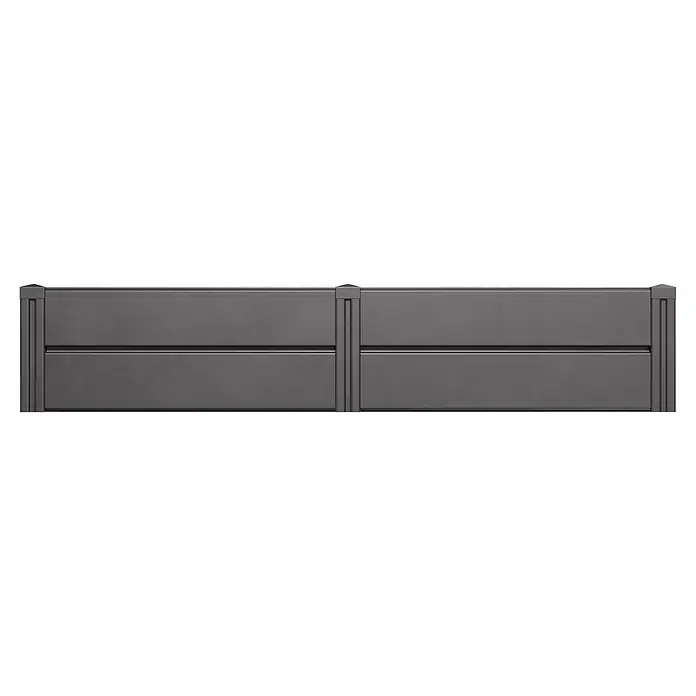 KHW Hochbeet Demeter L - 158 x 82 x 31 cm, Kunststoff, Anthrazit - Graues, modulares Zaunfeld mit Pfosten und horizontalen Segmenten.