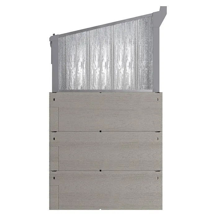 Juwel Hochbeet Timber Set - 130 x 60 x 100 cm, Kunststoff, Nordic wood - Helles graues Hochbeet mit Holzmaserung und transparenter, gerillter Abdeckung mit grauem Rahmen.