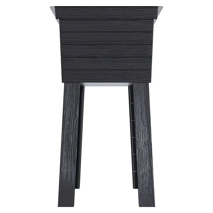 Garantia Urban Hochbeet - 75 x 37 x 65 cm, Kunststoff, Anthrazit - Dunkelgraues Pflanzgefäß mit Holzmaserung auf Beinen.
