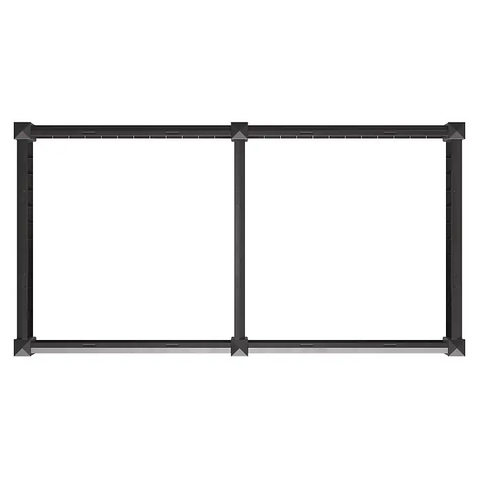 KHW Hochbeet Demeter L - 158 x 82 x 31 cm, Kunststoff, Anthrazit - Dunkelgraues Modulrahmen mit Verbindungsstücken, das zwei rechteckige Sektionen bildet.