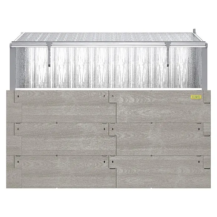 Juwel Hochbeet Timber Set - 130 x 60 x 100 cm, Kunststoff, Nordic wood - Juwel Hochbeet in Holzoptik grau mit transparentem Frühbeetaufsatz.