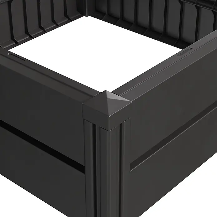 KHW Hochbeet Demeter L - 158 x 82 x 31 cm, Kunststoff, Anthrazit - Dunkelgrauer modularer Hochbeetrahmen aus Kunststoff, mit Eckpfosten und Innenstützen.