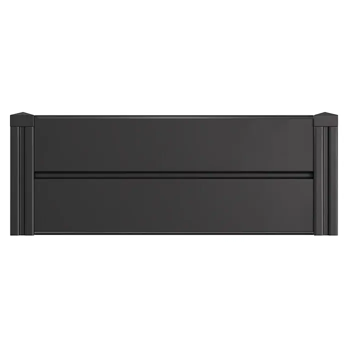KHW Hochbeet Demeter L - 158 x 82 x 31 cm, Kunststoff, Anthrazit - Dunkelgraues Sichtschutzzaun-Element mit horizontaler Querstrebe und spitzen Pfostenkappen.
