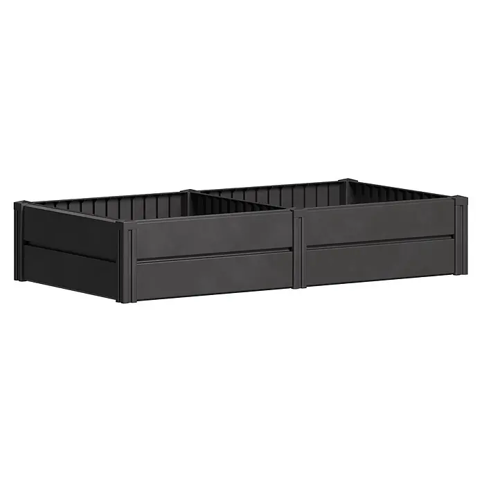 KHW Hochbeet Demeter L - 158 x 82 x 31 cm, Kunststoff, Anthrazit - Dunkelgraues, modulares Hochbeet mit zwei Fächern, ideal für die Gartenarbeit.