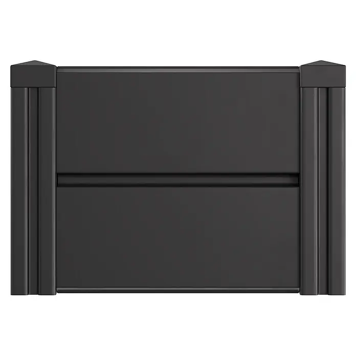 KHW Hochbeet Demeter - L schmal - 158 x 44 x 31 cm, Kunststoff, Anthrazit - Anthrazitfarbene modulare Zaunplatte mit zwei vertikalen Pfosten und einem horizontalen Band.