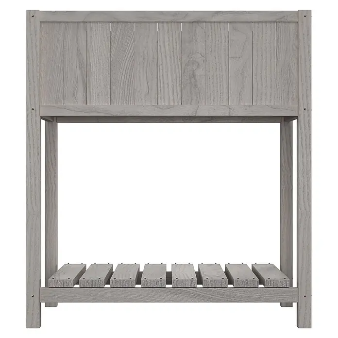 Butenkist Huerto Geseke - 75 x 45 x 85 cm, Madera, Gris - Jardinera elevada de madera gris claro con estante superior y estante inferior de listones.