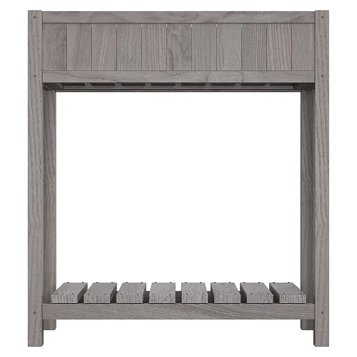 Butenkist Huerto Dete - 75 x 28 x 85 cm, Madera, Gris - Botellero de madera gris con detalles de listones, diseñado para el almacenamiento horizontal de botellas.