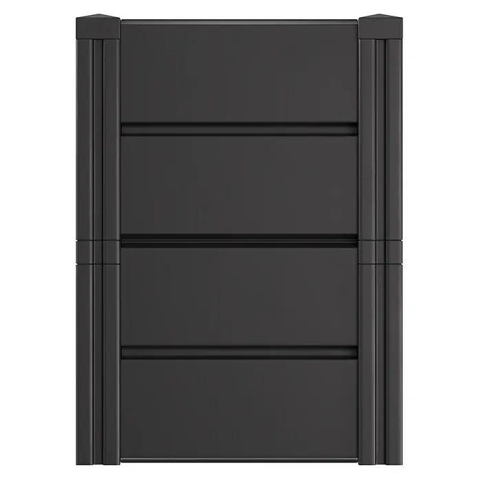 KHW Hochbeet Demeter - M schmal - 82 x 44 x 61 cm, Kunststoff, Anthrazit - Dunkelgraues Rechteckpaneel mit vertikal geriffelten Seitenrändern und horizontal erhöhten Abschnitten, passend für Zäune oder Rollläden.