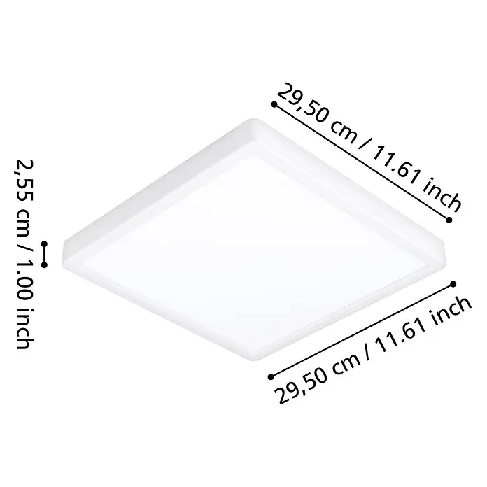 Eglo connect.z LED-Panel rund Rovito-Z - 16 W, Ø x H: 30 x 3 cm, Schwarz, RGBW - Weiße, quadratische LED-Deckenleuchte, 29,50x29,50x2,55 cm.