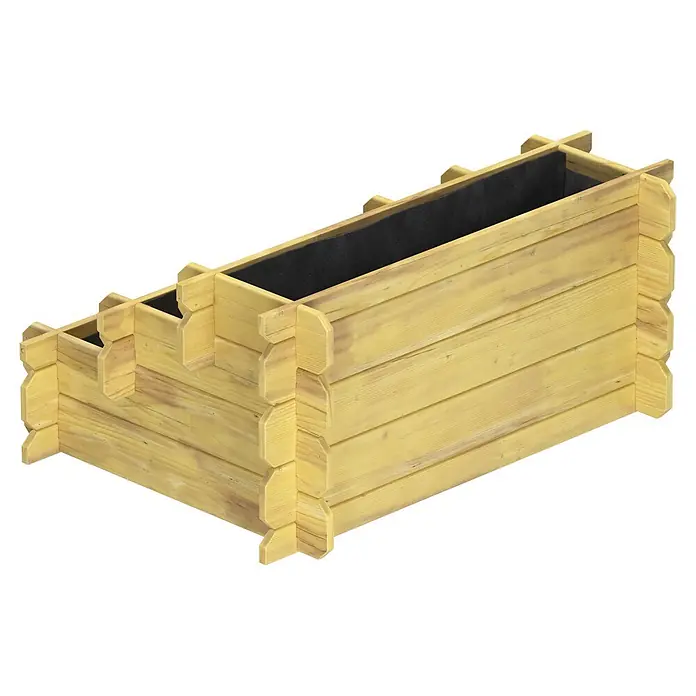 Soulet Hochbeet Angelic - 60 x 80 x 36 cm, Holz, Natur - Gestufter Holzbalken-Pflanzkasten mit schwarzem Futter.