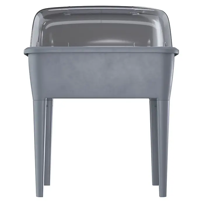 Hochbeet Respana Planter Set - Steingrau, 77 x 58 x 96,3 cm, Kunststoff - Graues Hochbeet mit transparentem Deckel für geschütztes Pflanzenwachstum.