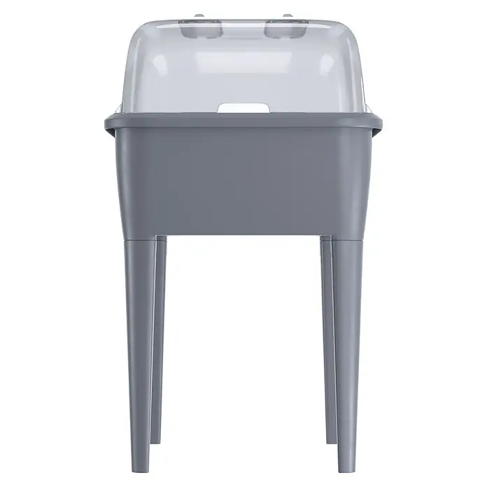 Hochbeet Respana Planter Set - Steingrau, 77 x 58 x 96,3 cm, Kunststoff - Grauer Kunststoff-Pflanzenanzuchtkasten mit transparenter Haube und Beinen.