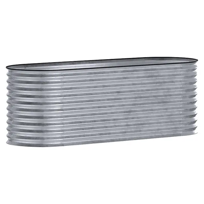 Floraworld Hochbeet Welle - 240 x 80 x 81,5 cm, Stahl, Silber - Ovales gewelltes Hochbeet aus verzinktem Stahl.
