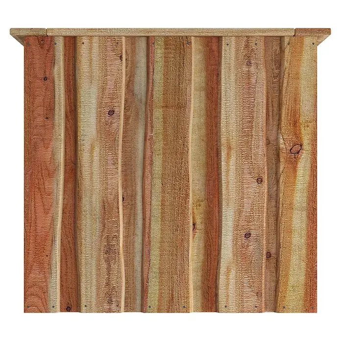 Hochbeet Vancouver - 90 x 140 x 80 cm, Holz, Braun - Vertikale Holzlattenzaunplatte in verschiedenen Naturholztönen mit sichtbarer Maserung, oben mit einer horizontalen Diele abgeschlossen.