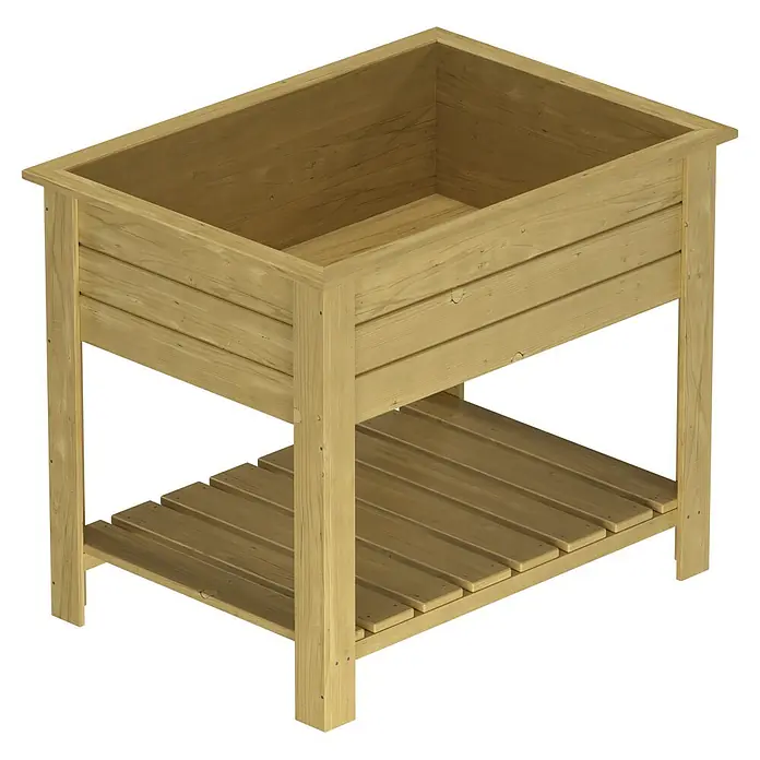 Hochbeet - L x B x H: 80 x 110 x 90 cm, Holz, Braun - Hellbraunes Holz-Hochbeet mit unterer Lattenablage.