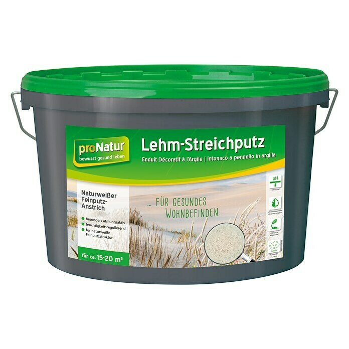 Baufan Pronatur Lehm-StreichputzNaturweiß, 7 kg, Korngröße: Fein Front View