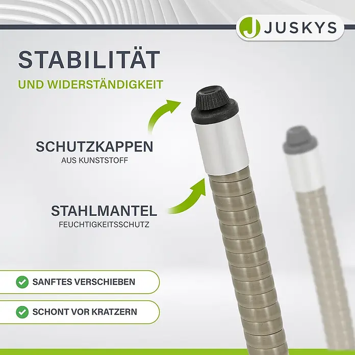 Juskys Gartentisch rund Yoro - Ø x H: 60 x 73 cm, Polyrattan, Grau - Ein Möbelgleiter mit schützenden Kunststoffkappen und Stahlmantel, bietet Stabilität, Langlebigkeit, sanftes Verschieben und Kratzschutz.