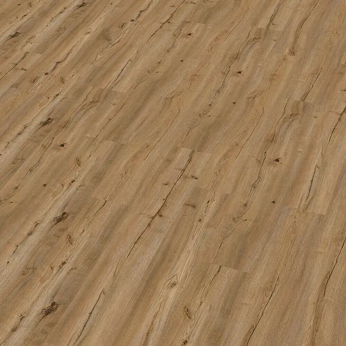 Decolife Designboden Freestyle Access Golden Rustic Oak - 1.220 x 185 x 8,5 mm, Landhausdiele, Golden Rustic Oak - Heller Holzplankenboden mit natürlicher Maserung und dunkleren Streifen.