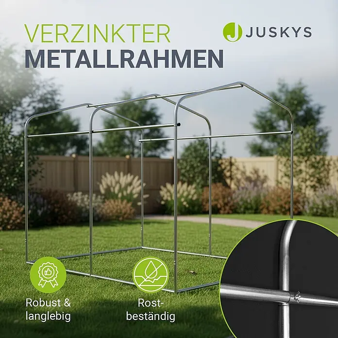 Juskys Fahrradgarage Gerätezelt - Metall, Anthrazit - Robuster verzinkter Metallrahmen, rostbeständig und langlebig.