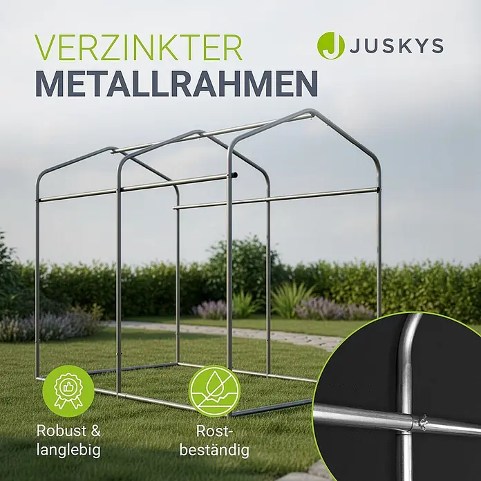 Juskys Fahrradgarage Gerätezelt - Metall, Anthrazit - Verzinkter Metallrahmen für ein Gewächshaus im Garten. Robust, langlebig und rostbeständig.