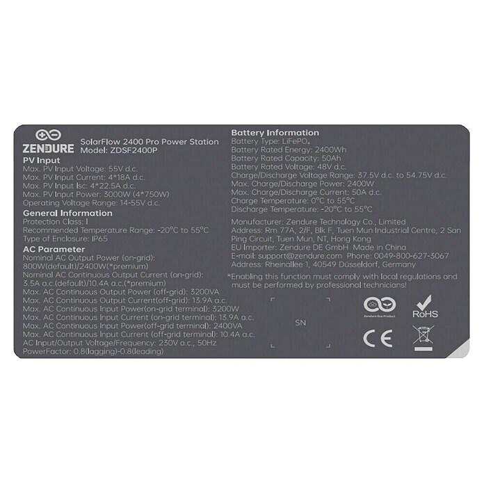 Zendure Batteriespeicher Solarflow 2400 Pro (Leistungsaufnahme: 3 000 W, Nennspannung: 48 V) | BAUHAUS