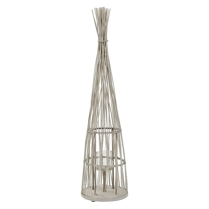 ECD Germany Windlicht Boho Bambus Laterne - Ø x H: 26,5 x 91 cm, Natur, 1 Stk. - Hohe, konische Laterne aus hellen Holzstäben mit einem Teelichthalter aus Glas.