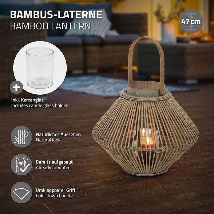 ECD Germany Windlicht Boho Bambus Laterne online kaufen bei BAUHAUS
