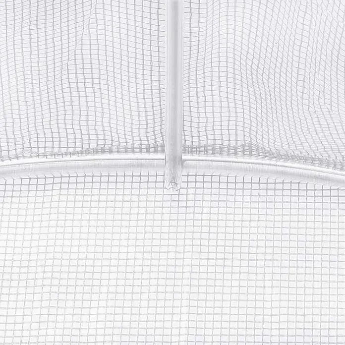 Furnicato Gewächshaus verzinkter Stahl - 3 x 2 cm, Material Seitenwand: Kunststoff, 38 mm, Grau - Weiße, durchscheinende Gitterfolie aus Kunststoff, mit Metallstrebe und gebogenem Rahmen.