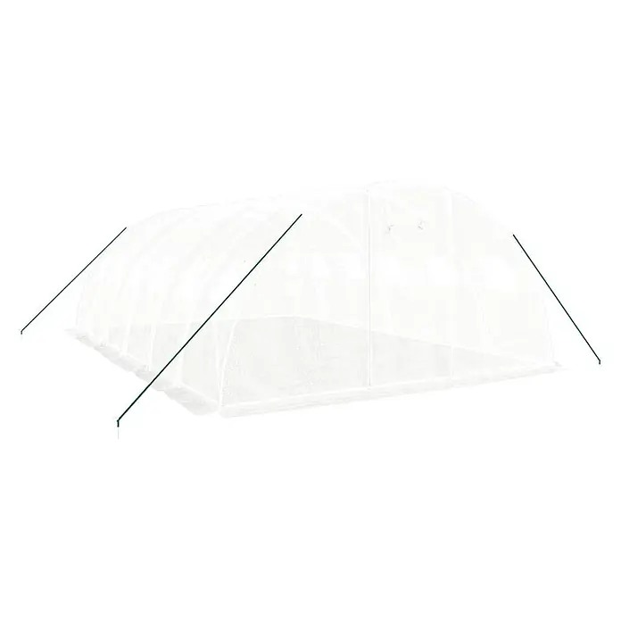 Furnicato Gewächshaus verzinkter Stahl - 6 x 4 cm, Material Seitenwand: Kunststoff, 38 mm, Grau - Weißes, transparentes Tunnelgewächshaus mit grünen Stützstangen zum Schutz von Gartenpflanzen.